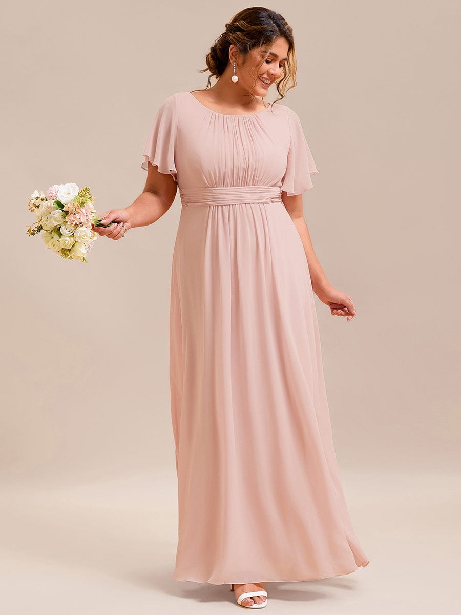 Plus Size Simple Chiffon Pleated A-Line Bridesmaid Dress