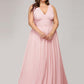 Plus Size Sleeveless V-Neck Chiffon Semi Bridesmaid Dress
