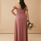 Elanthia Plus Size Romantic Sheath Bridesmaid Dress with Off Shoulder for Wedding -N0347