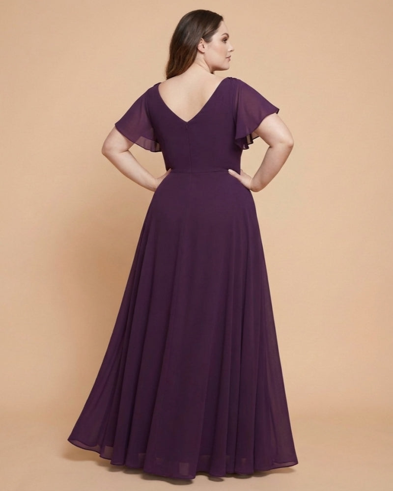 Avenleigh Plus Size Classic A-Line Chiffon Bridesmaid Dress with Clean Silhouette - N0341