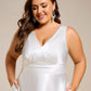 Plus Size Satin Empire Waist Maxi Bridesmaid Dress with Pockets