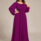 Plus Size See-Through Puff Sleeve Chiffon Mother Dress