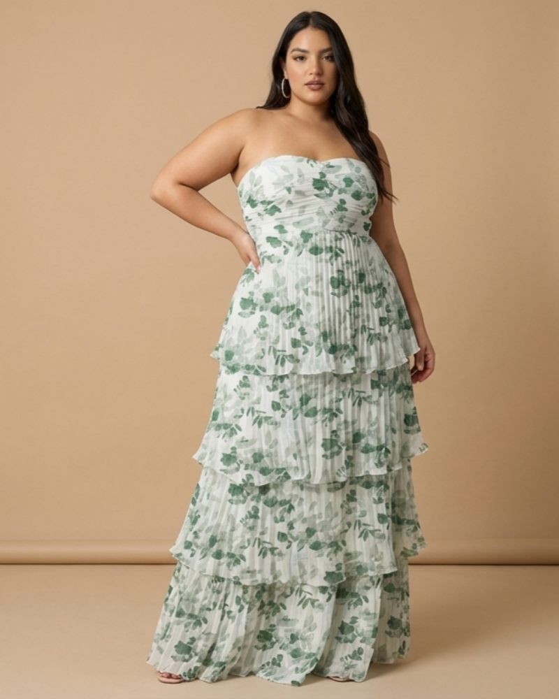 Chantarae Romantic Plus Size A Line Bridesmaid Dress with Sweetheart Neckline and Ruffles -N0369