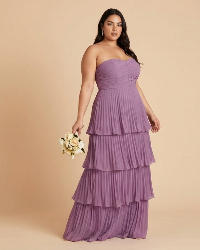 Chantarae Elegant Plus Size A-Line Chiffon Bridesmaid Dress with Sweetheart Neckline - N0373