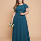 Avenleigh Elegant Plus Size Chiffon A-Line Bridesmaid Gown Flowy Skirt - N0335