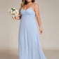 Plus Size Draped Back Criss-Cross Chiffon A-Line Bridesmaid Dress
