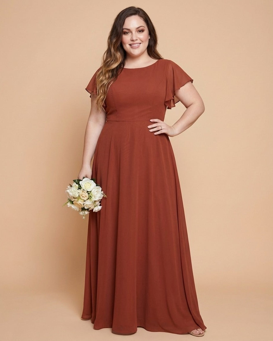 Avenleigh Plus Size Classic A-Line Chiffon Bridesmaid Dress Floor Length for Wedding - N0330