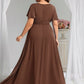Plus Size Simple Chiffon Pleated A-Line Bridesmaid Dress
