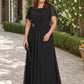 Plus Size A-Line Mother of the Bride Dress with Pleated Chiffon Flutter Sleeves