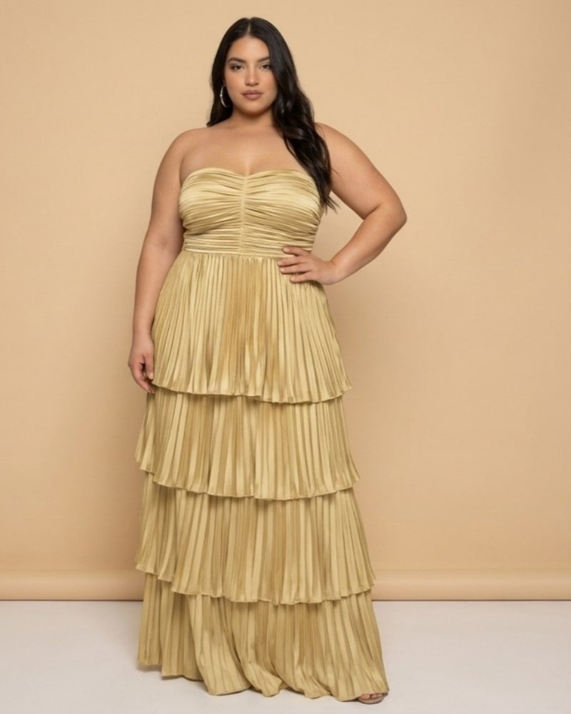 Chantarae Plus Size A Line Bridesmaid Dress Sweetheart Neckline Tiered Ruffle for Wedding Prom Evening Party - N0481