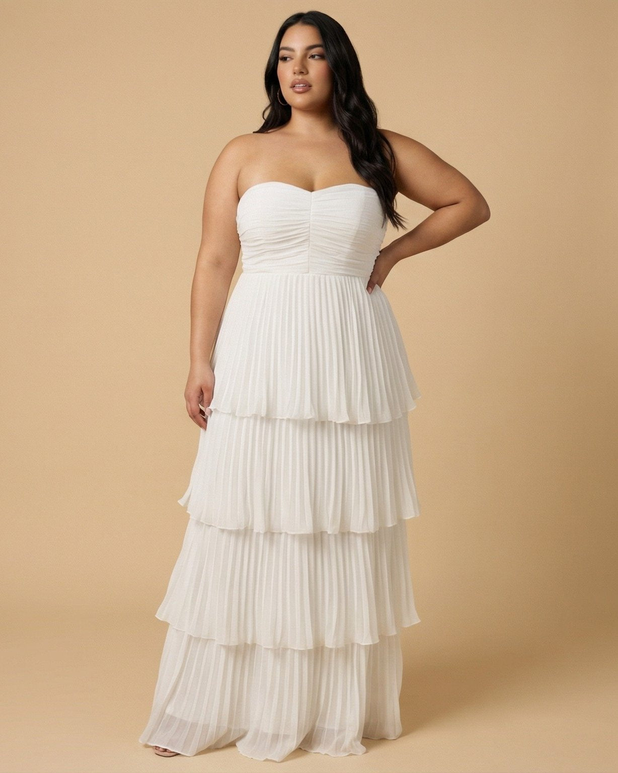 Chantarae Plus Size Elegant Chiffon Bridesmaid Dress with Flowing Silhouette for Wedding -N0371