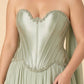 Scarvelle Plus Size Satin Prom Dress with Basque Waist and Pearl Corset