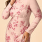 Floral Satin Charmeuse Plus Size Bridesmaid Dress with Elegant Peony Print Bridesmaid Gown Style