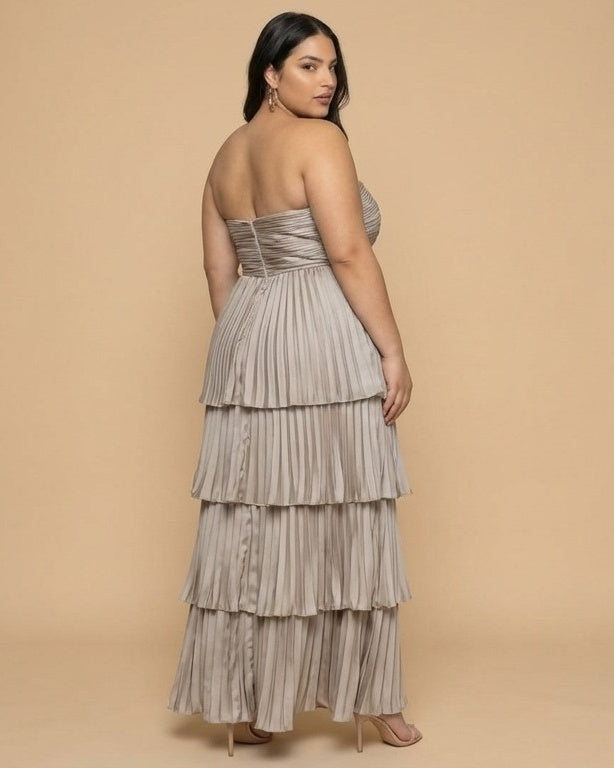 Chantarae Sophisticated Plus Size A-Line Satin Charmeuse Bridesmaid Gown - N0380