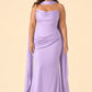 Strapless Satin Bridesmaid Dress with Open Back and Sculpted Silhouette