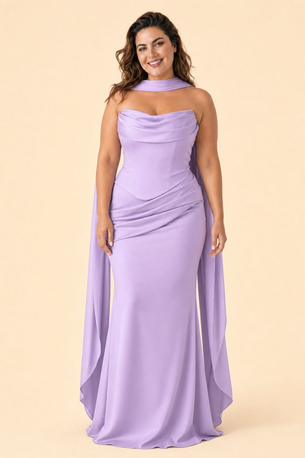 Strapless Satin Bridesmaid Dress with Open Back and Sculpted Silhouette