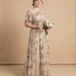 Petaline Plus Size Chiffon A-Line Bridesmaid Gown with Short Flutter Sleeves N0326