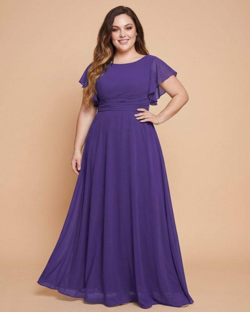 Avenleigh Plus Size Classic A-Line Chiffon Bridesmaid Dress with Clean Silhouette - N0341