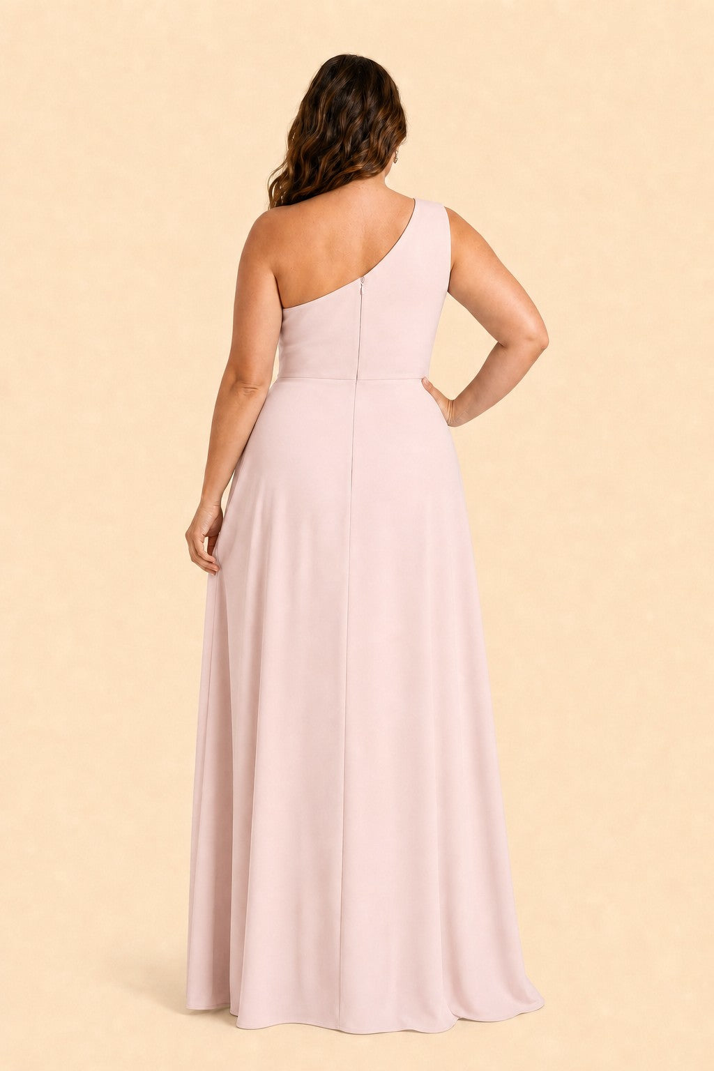 Floor-Length Chiffon Evening Gown with Single Shoulder and Side Slit