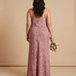 Silvarelle Romantic Floral Burnout Lace Plus Size Bridesmaid Dress for Weddings - N0352