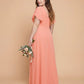 Avenleigh Plus Size Half Sleeve Pleated Chiffon A-Line Bridesmaid Dress for Wedding Party - N0338