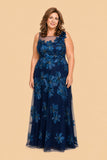 Graceful A-Line Plus Size Mother of the Bride Gown Floral Embroidery and Dimensional 3D Flowers