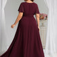 Plus Size Printed Chiffon Pleated Maxi Wedding Guest Dress
