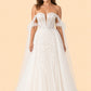 Plus Size Bridal Gown Off Shoulder with Removable Skirt Romantic Bow Detail