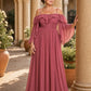 Flowy Bridesmaid Dress with Ruched Bodice and Soft Feminine Ruffle Accents for Elegant Weddings