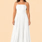 Plus Size Strapless Floral Burnout A-Line Bridesmaid Dress with Pleated Skirt