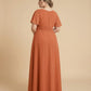 Petaline Minimalist Plus Size Bridesmaid Dress with Soft Pleats for Wedding N0325
