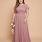 Avenleigh Plus Size Half Sleeve Pleated Chiffon A-Line Bridesmaid Dress for Wedding Party - N0338