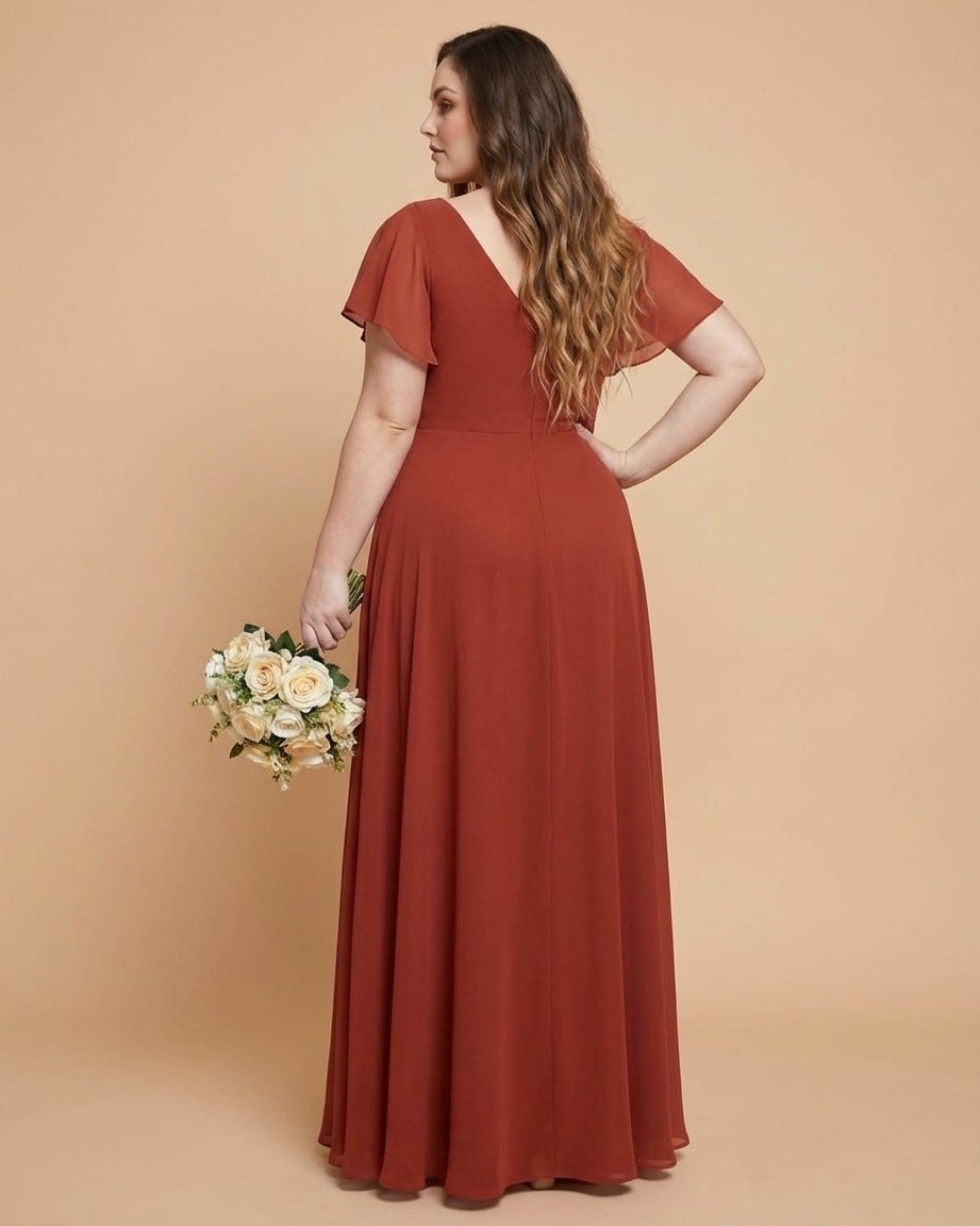 Avenleigh Plus Size Classic A-Line Chiffon Bridesmaid Dress Floor Length for Wedding - N0330