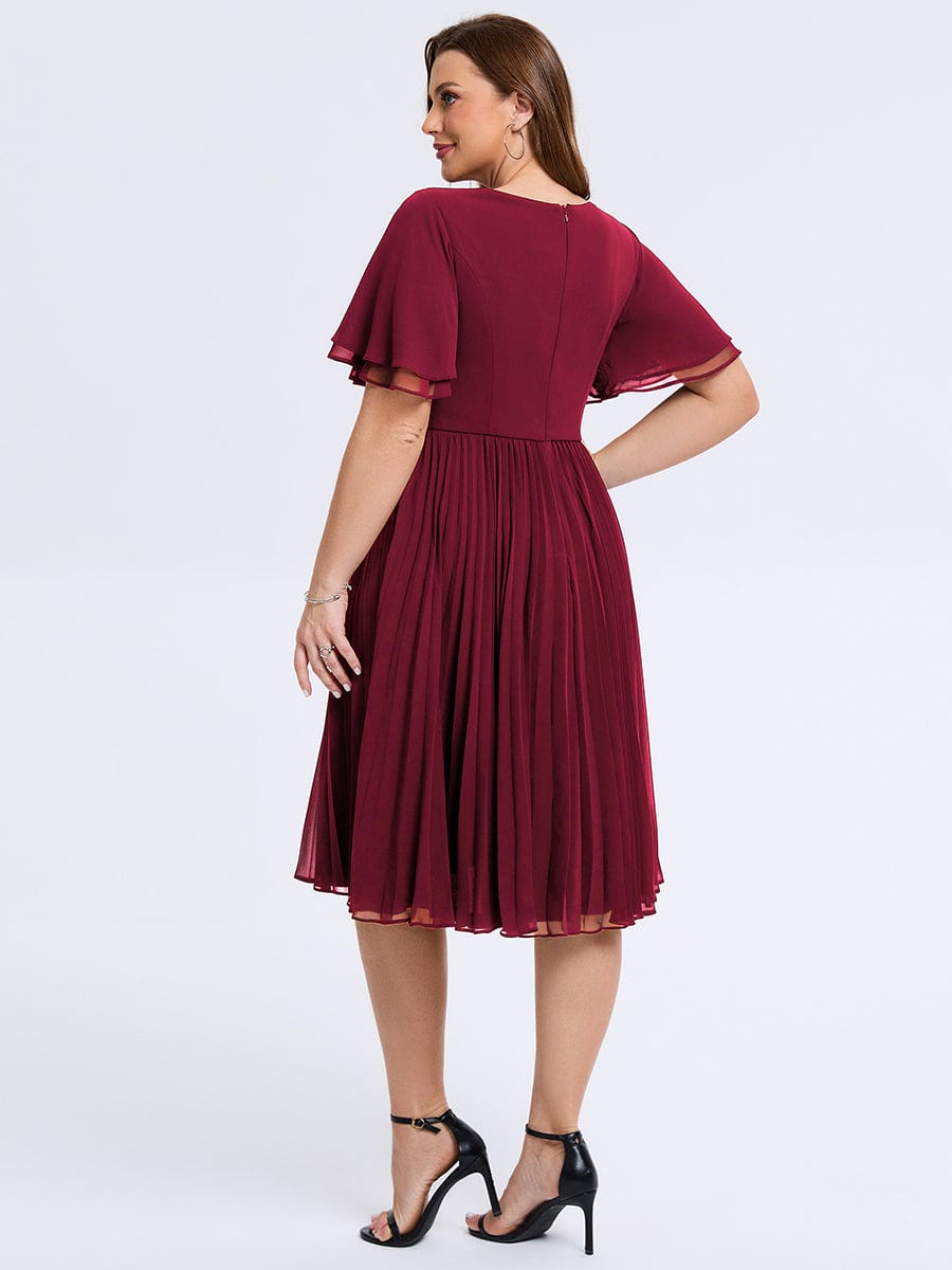Plus Size Pleated Chiffon Wedding Guest Dress