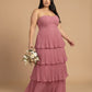 Chantarae Romantic Plus Size A Line Chiffon Bridesmaid Dress Sweetheart Floor Length Formal Gown For Wedding Guest Prom Wedding Events - N0372