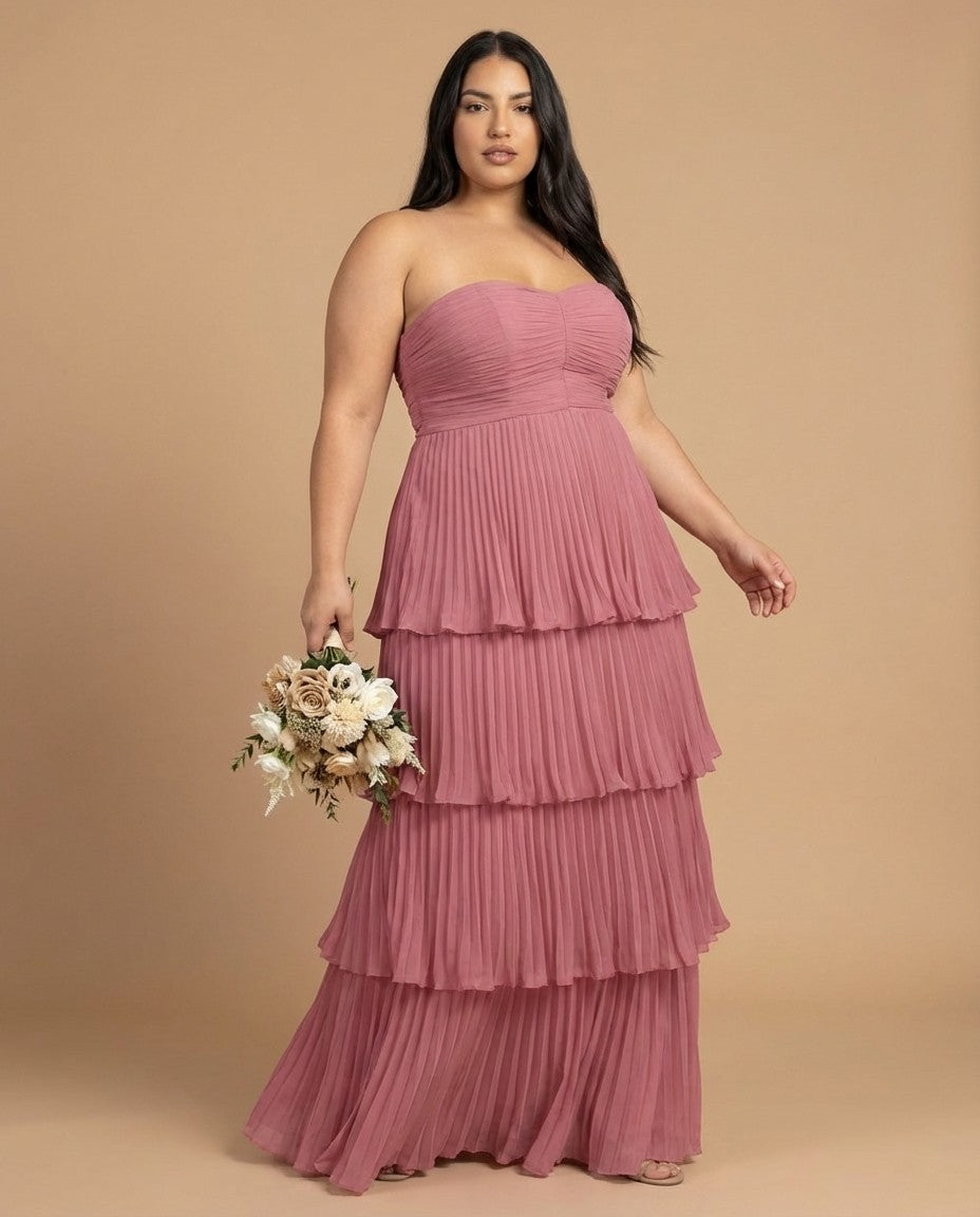 Chantarae Romantic Plus Size A Line Chiffon Bridesmaid Dress Sweetheart Floor Length Formal Gown For Wedding Guest Prom Wedding Events - N0372