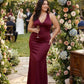 Silvarelle Romantic Sheath Stretch Satin Plus Size Bridesmaid Dress with V-Neck for Weddings - N0361