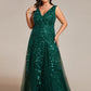 Plus Size Sparkling Sleeveless Leaf Sequin A-Line Formal Evening Dress