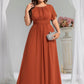 Plus Size Printed Chiffon Pleated Maxi Wedding Guest Dress