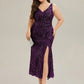 Plus Size Knotted Sequin Formal Evening Dress