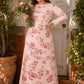 Floral Satin Charmeuse Plus Size Bridesmaid Dress with Elegant Peony Print Bridesmaid Gown Style