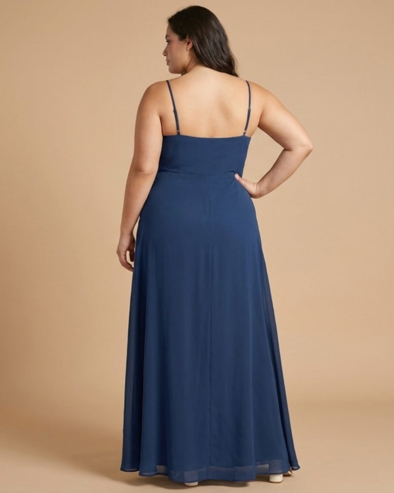 Silvarelle Elegant Plus Size Sheath Chiffon Bridesmaid Dress with Flowing Fit for Wedding -N0364