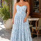 Romantic Floral Print Strapless Bridesmaid Dress with Open Back Detail