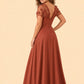 Plus Size Backless A-Line Formal Gown with Floral Appliqué and Satin Skirt