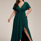 Plus Size Glitter Ruffled High-Low Front Slit Evening Dress