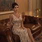 Plus Size Knotted Sequin Formal Evening Dress