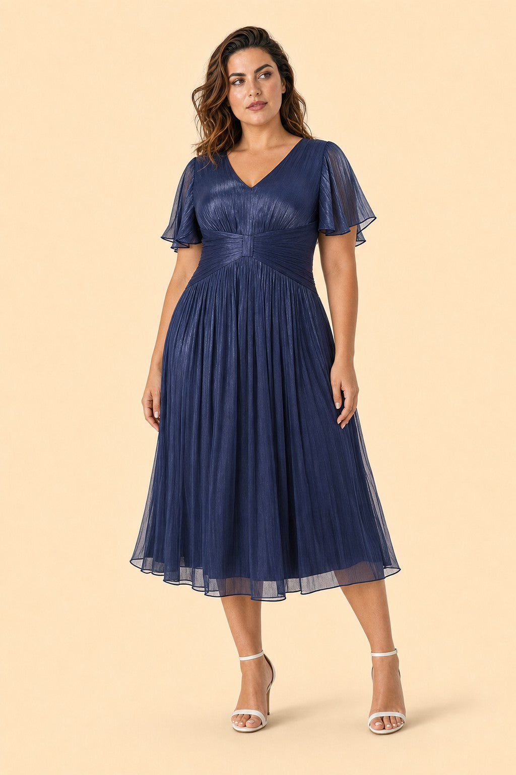 Plus Size Ruched V-Neck A-Line Bridesmaid Dress for Elegant Wedding Guest Look Formal Occasion Wear