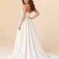 Strapless A-Line Wedding Dress with Basque Waist Beading Slit Open Back for Plus Size Brides