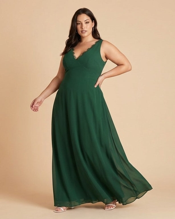 Silvarelle Elegant Plus Size Sheath Bridesmaid Dress with Chiffon for Wedding Party -N0363