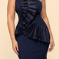 Plus Size One Shoulder Maxi Bridesmaid Dress with Fan Pleats and Elegant Fit
